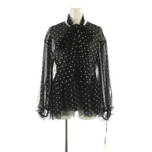 24SS ドットブラウス ボウタイ 36 黒 白