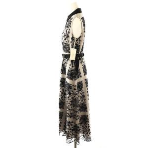 GRACE CONTINENTAL 24AW 刺繍フレアドレス 36 グレー 黒