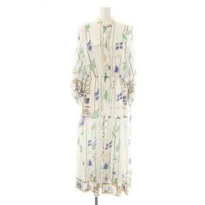 24SS セーラープリントワンピース ロング 長袖 38 オフホワイト マルチカラー
