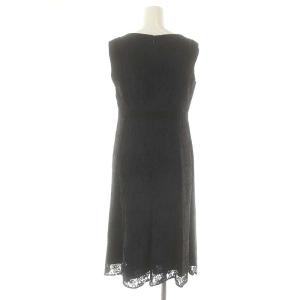 GRACE CONTINENTAL 配色レースフレアワンピース ロング ノースリーブ 36 ネイビー ブラック