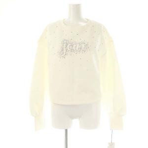 24SS ロゴカットトップ カットソー ビジュー 長袖 36 ホワイト