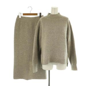 24AW ラメスパンコールニットアップ 上下2点セット セーター タイトロングスカート 1 ベージュ /KO