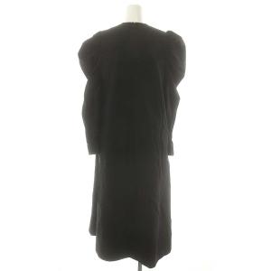 yori パフスリーブ長袖ワンピース ロング 34 ブラック /DO OS