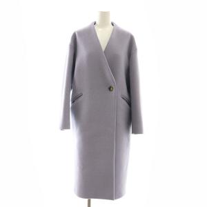 W/NyソフトメルトンVカラーコート ノーカラー アウター ウール 36 ラベンダー /KO OS