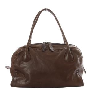 genten ボストンバッグ ハンドバッグ レザー インナーバッグ付き ブラウン /YO7