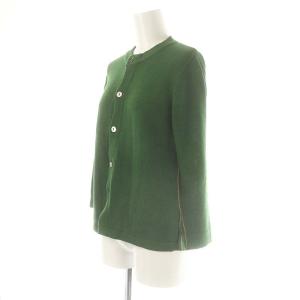 Pal'las Palace リネンコットンクルーネックカーディガン 長袖 2 グリーン イエローベージュ /DO OS