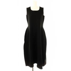 24SS ホールガーメントスクエアネックニットワンピース ロング 0 ブラック /DO OS