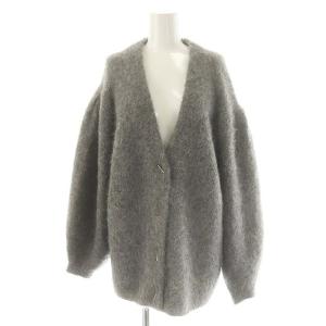 23AW ヘアリーミディ丈カーディガン Vネック 長袖 アルパカ F グレー /DO OS