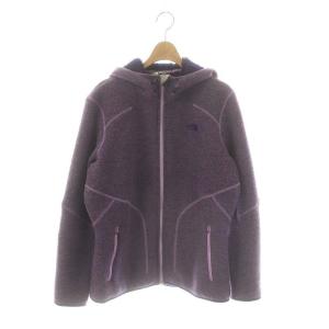 ZERMATT フリースジップフーディジャケット ロゴ刺繍 XL ラベンダー ネイビー /DO OS