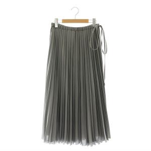 ライトツイルプリーツスカート ロング 38 グレー