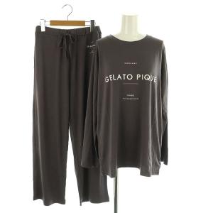 セットアップ レーヨンパジャマ ロゴカットソー イージーパンツ F チャコールグレー ホワイト /DO