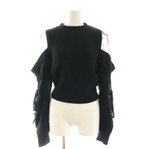 23AW シースルーショルダーニットプルオーバー セーター 長袖 F ブラック /ES OS SH