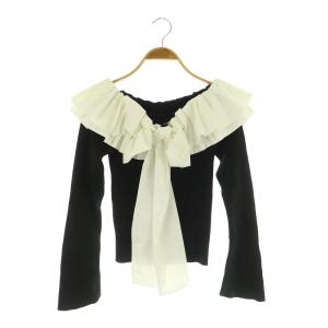 23AW 2Wayリボンデコルテニット カットソー 長袖 リブ ONE ブラック /MY OS SH