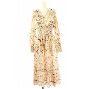 23AW ウエストシャーリングフラワープリントワンピース 00 赤 /MI OS