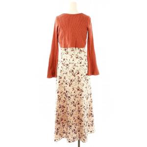 SNIDEL 23AW ニットカーデ&プリントキャミワンピースSET ボレロ 総柄 0 ピンク /MI OS