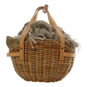 ebagos 2012AW Sheep-Wool-Sweater ブライドルレザー×籐 かごバッグ ベージュ