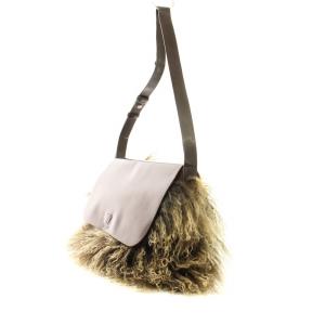 LOEWE ショルダーバッグ レザー ファー 茶