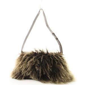 LOEWE ショルダーバッグ レザー ファー 茶