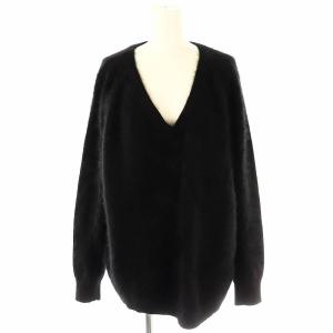 MOHAIR Vネック ニット セーター 長袖 ブラック /DF OS