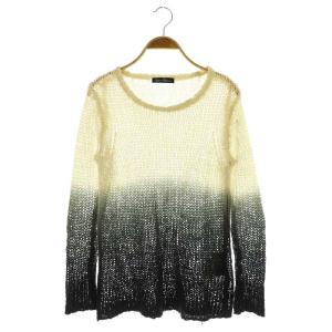 グラデーションローゲージニット セーター 長袖 F ブラック アイボリー