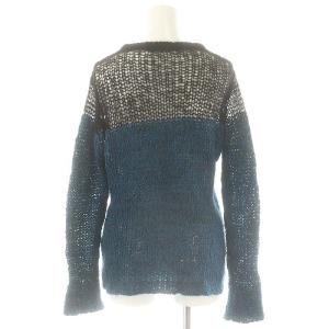 HYSTERIC GLAMOUR バイカラーローゲージニット セーター 長袖 F ブルー ブラック