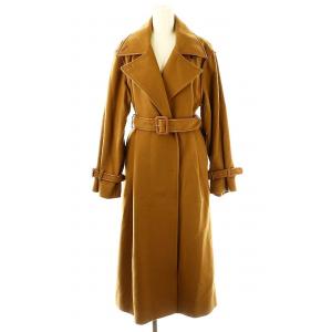 パイピングマキシコート ウール ベルト付き 1 茶 /MI OS