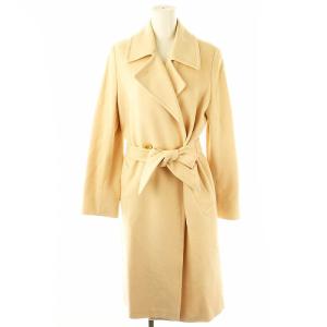 ウール シルク アンゴラ ダブルボタンロングコート 42 ライトベージュ