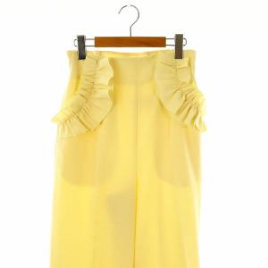 CELFORD フリル付ハイウエストワイドパンツ ボトムス サイドジップ 36 黄 イエロー /YQ OS