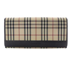 ノバチェック がま口 ロングウォレット べージュ