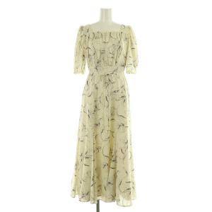 コルセットレディワンピース ロング 五分袖 ギャザー タック 花柄 2 オフホワイト /MY OS