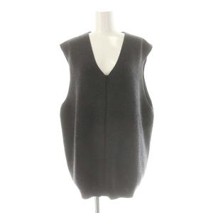 12GG RIB ZIPPED VEST ニットベスト Vネック M ダークグレー /DF OS