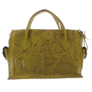 CARVING TRIBES Maestra L レザー ハンドバッグ トートバッグ 黄色 イエロー /SR18