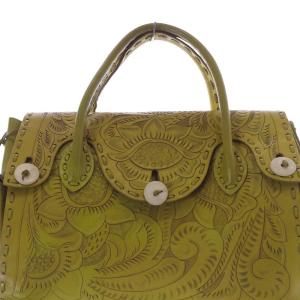 CARVING TRIBES Maestra L レザー ハンドバッグ トートバッグ 黄色 イエロー /SR18