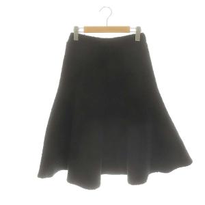 ウール混 スカート ひざ丈 フレア F ブラック /DF OS