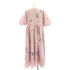 Chesty 23SS ジャガード刺繍パフスリーブワンピース 半袖 ロング 花柄 1 ピンク マルチカラー