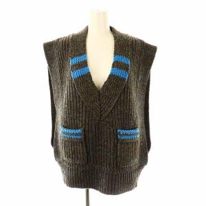 3G Mix Shetland OVER VEST ニット ベスト プルオーバー 34 ダークブラウン