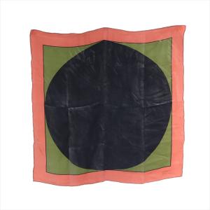 スカーフ グラフィカル 手縫い 正方形 絹 シルク 赤 レッド 黒 ブラック 緑 /AS OS