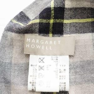 MARGARET HOWELL ストール フリンジ チェック柄 ウール シルク 絹 グレー 578-178302 /AN17 OF