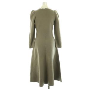 SNIDEL ホワイトレースカラーニットワンピース ロング 長袖 ストレッチ ONE モカ /MY OS