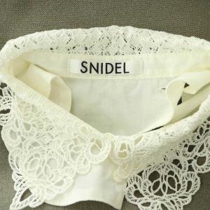 SNIDEL ホワイトレースカラーニットワンピース ロング 長袖 ストレッチ ONE モカ /MY OS