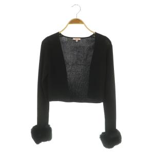 18AW BAMBI リブニット ボレロ カーディガン ショート丈 フェイクファーカフス ビジュー M