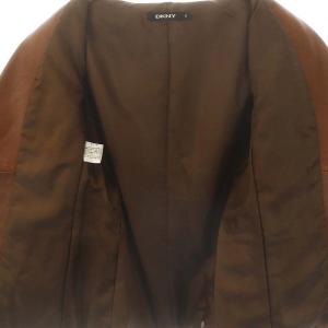 DKNY ラムレザーテーラードジャケット 総裏地 6 ブラウン /DO OS