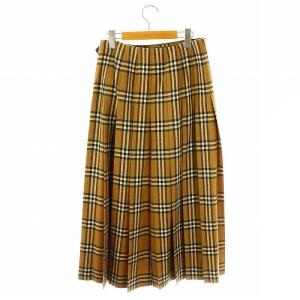 BURBERRY LONDON ノバチェックプリーツキルトロングスカート ラップスカート 38 ベージュ
