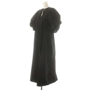ENFOLD コットンリップル ボリュームSleeveマキシDRESS ワンピース ロング丈 半袖 36 黒 ブラック