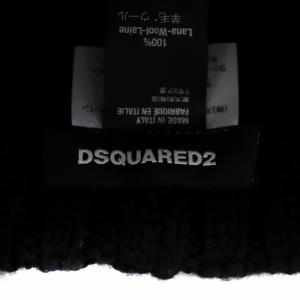 DSQUARED2 ニットキャップ ニット帽 ビーニー 帽子 ロゴプレート 黒 ブラック /AN27 SH OF