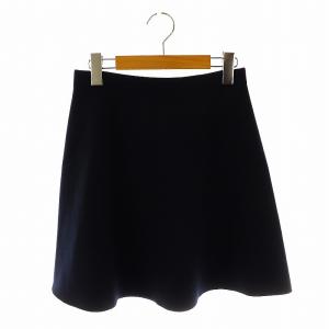 EMPIRE WOOL MINI SKIRT ニットミニスカート フレア ウール P 紺 ネイビー
