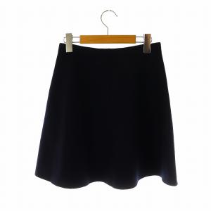 Theory EMPIRE WOOL MINI SKIRT ニットミニスカート フレア ウール P 紺 ネイビー