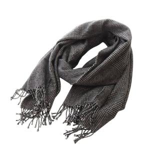 PLST別注 ストール マフラー 大判 グレンチェック カシミヤ フリンジ