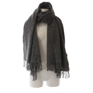 PLST別注 ストール マフラー 大判 グレンチェック カシミヤ フリンジ