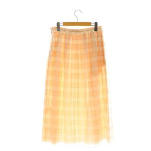 Drawer コットンシルクチェック プリーツスカート フレア 40 ライトピンク 白 /MI OS